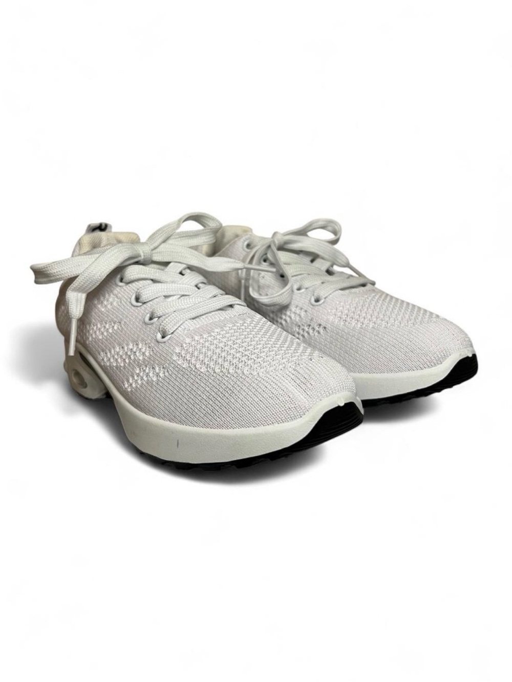Women’s White Knit Lace-Up Athletic Sneakers
